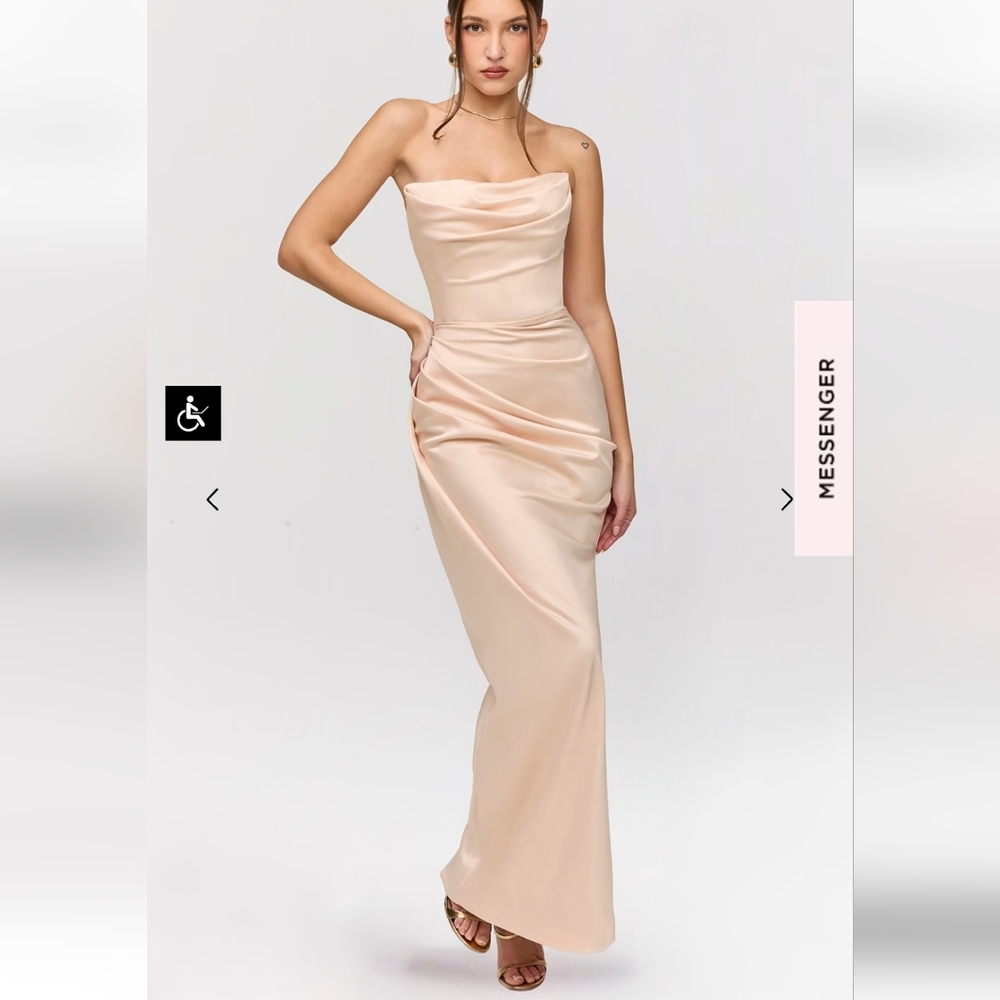 Adrienne champagne maxi satin corset gown - Picture 3 of 7